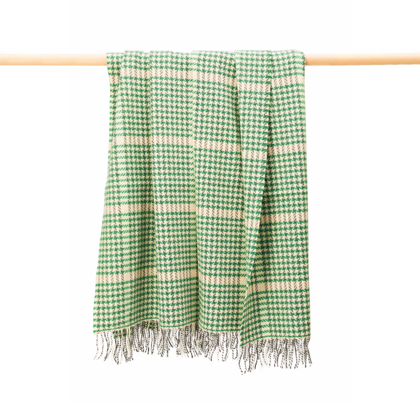 Green Houndstooth Cashmere Throw