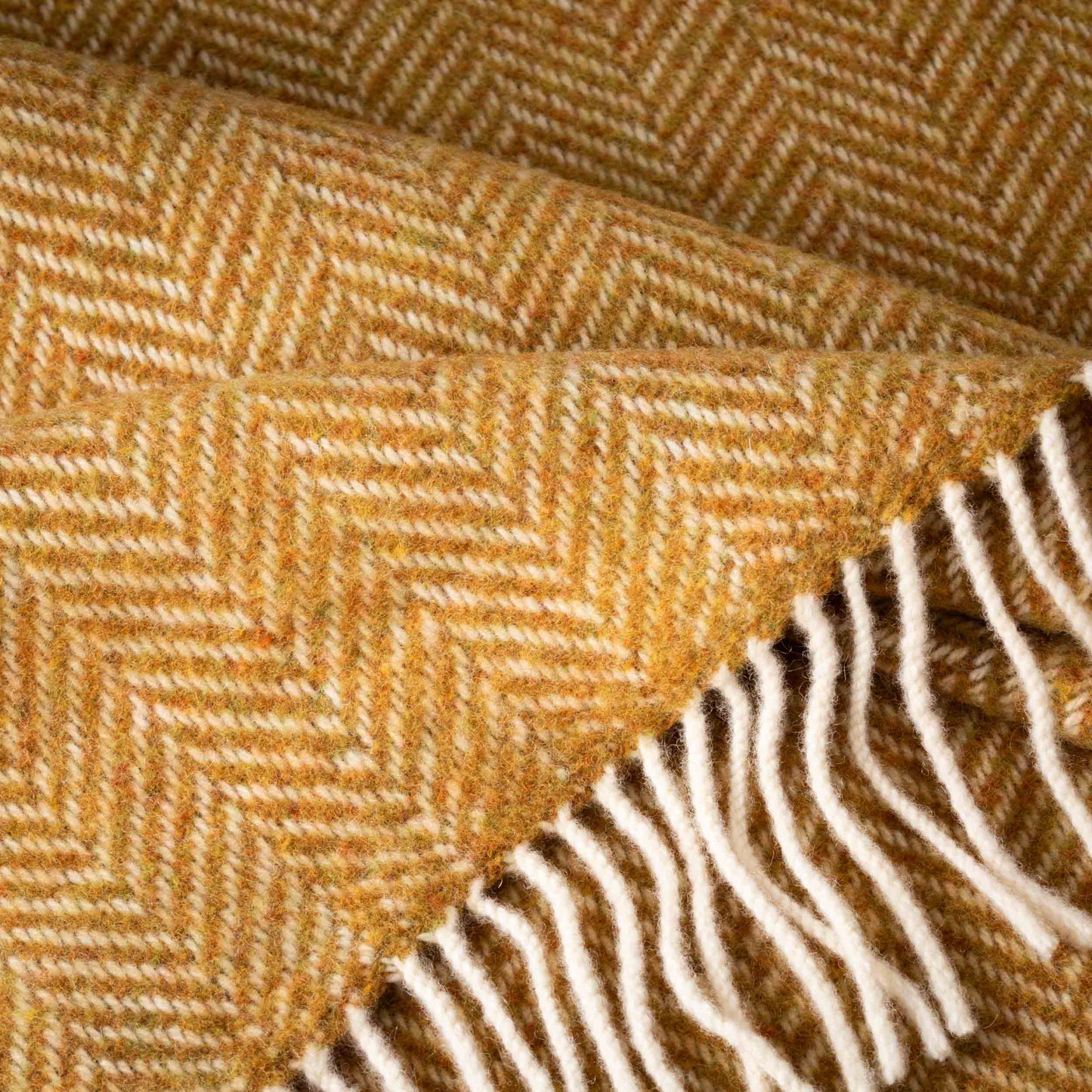 Mustard Herringbone Cashmere Throw