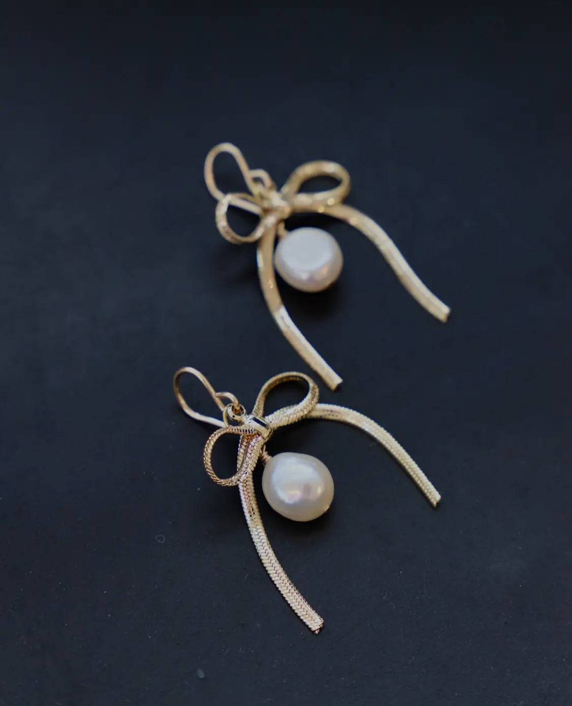 Ribbon & Pearl Earrings