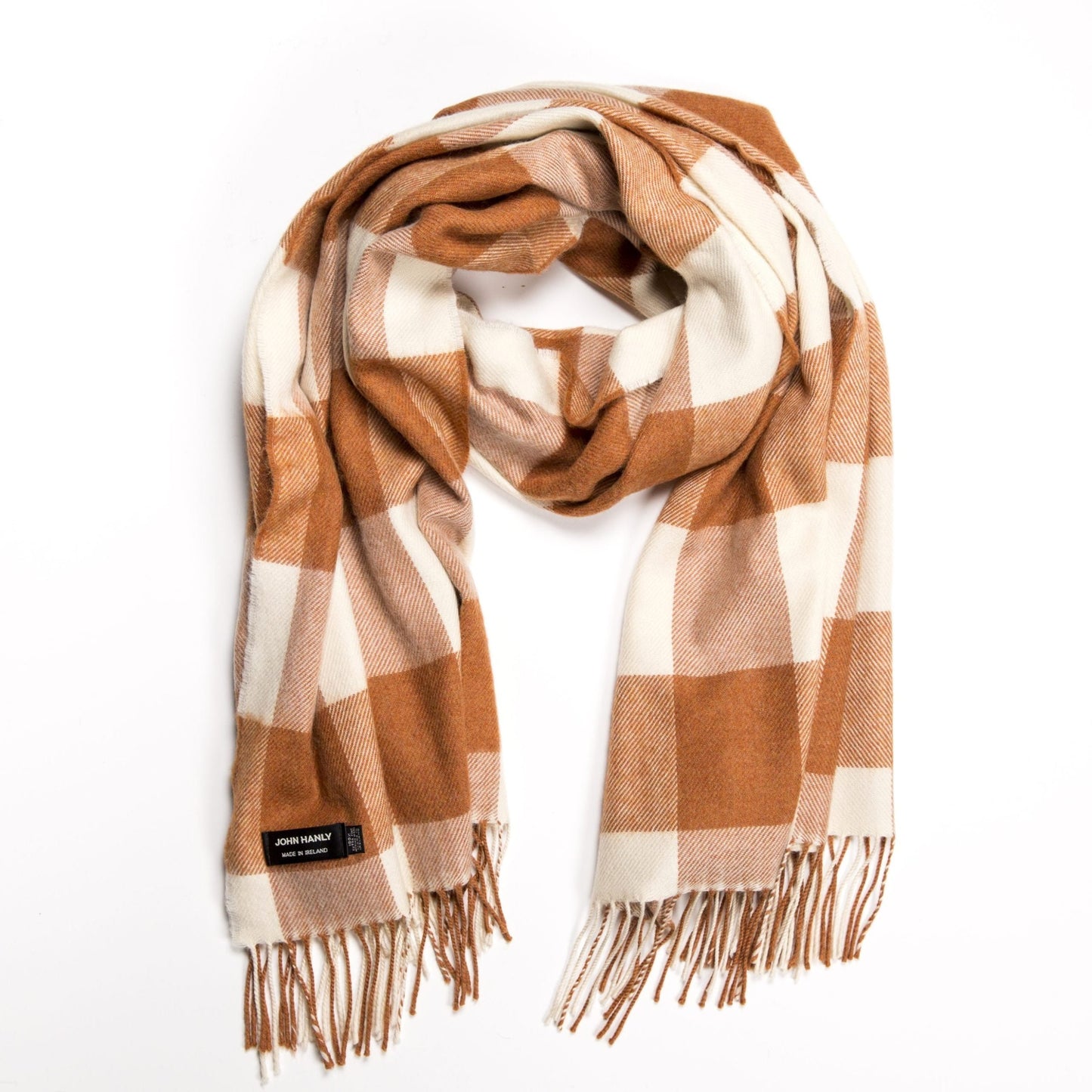 Oversized Merino Orange Check Scarf