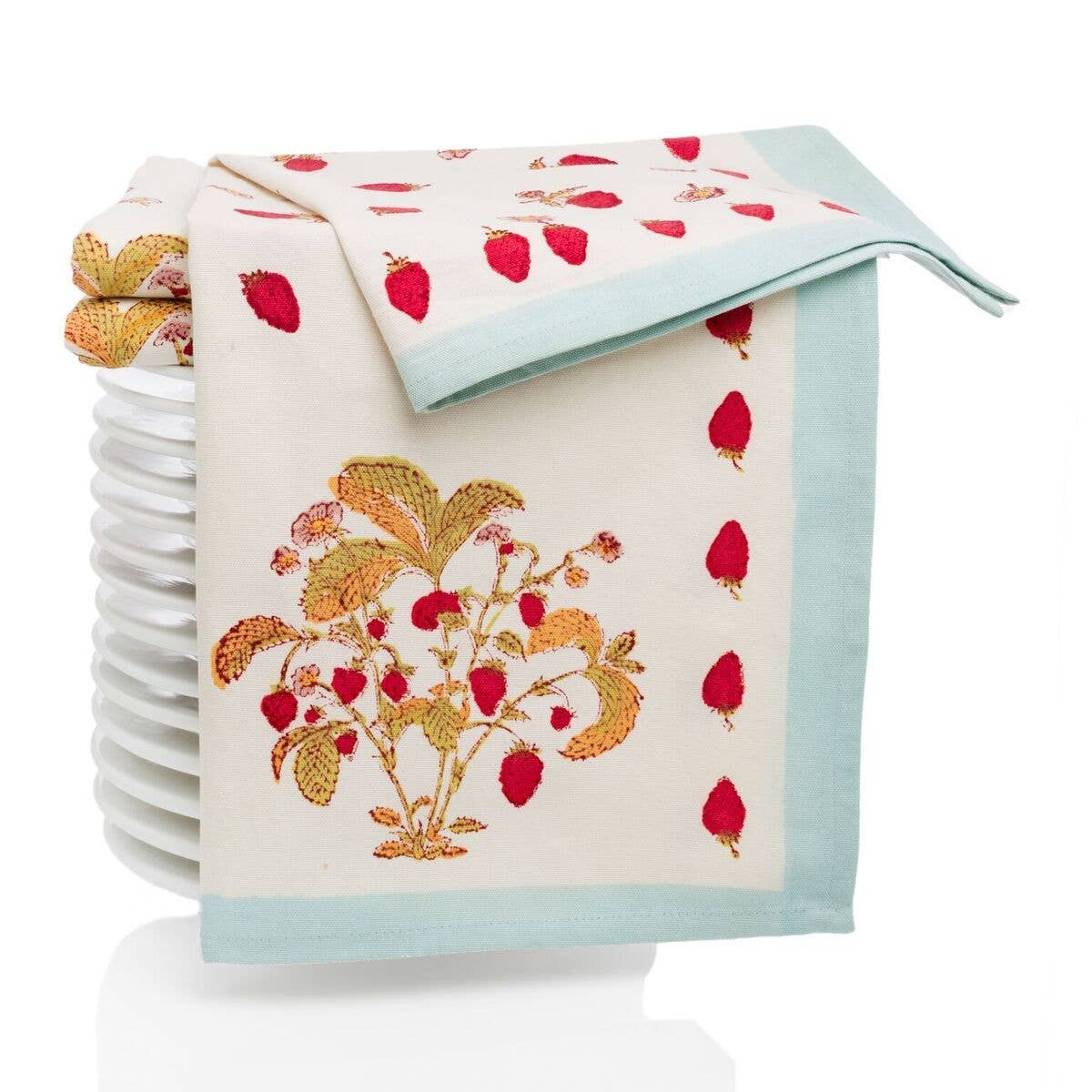 Strawberry Blue Tea Towel