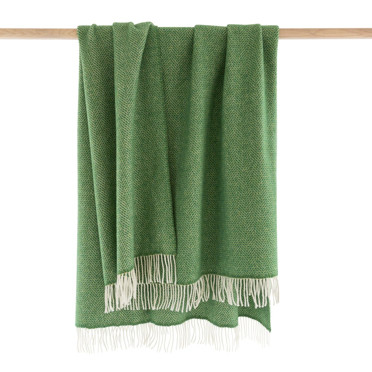 Green Herringbone Cashmere Throw
