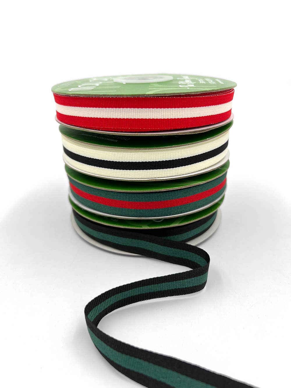 5/8" Pink & Red Woven Modern Stripe Grosgrain Ribbon