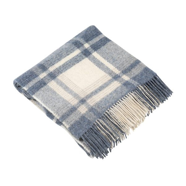 Irish Picnic Blanket Denim Blue Plaid