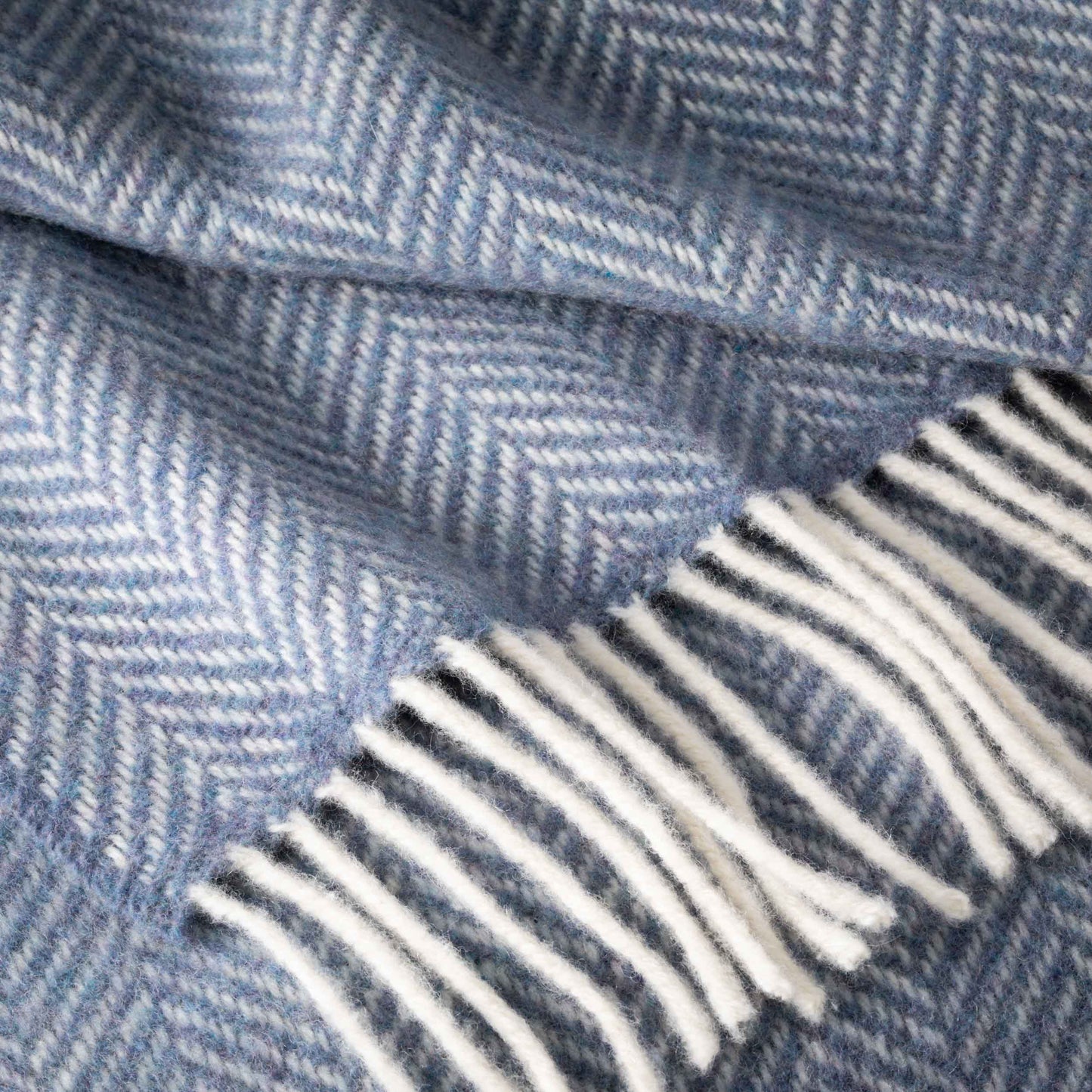 Denim Blue Herringbone Cashmere Throw