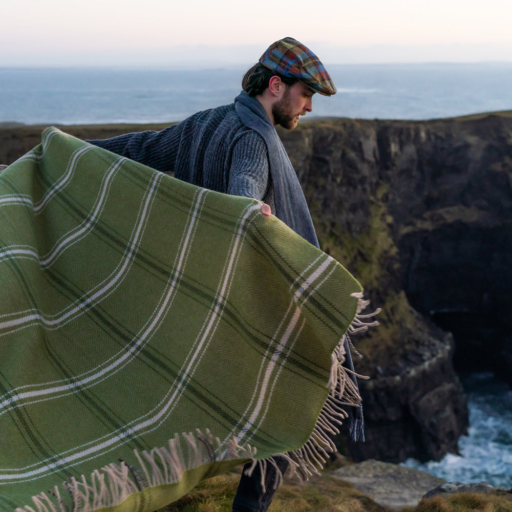 Green Overcheck Cashmere Throw