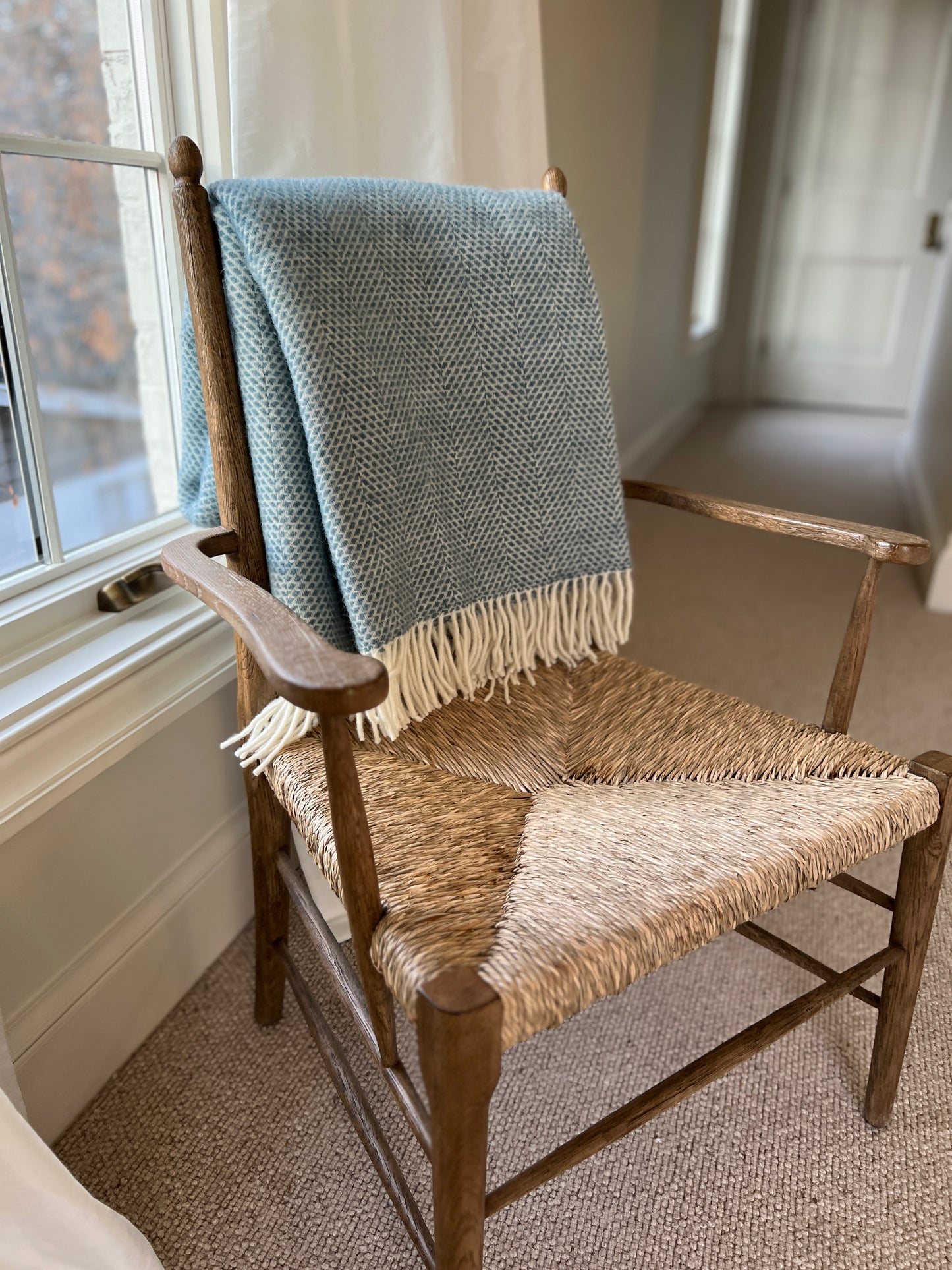 Wool Throw: Beehive Petrol