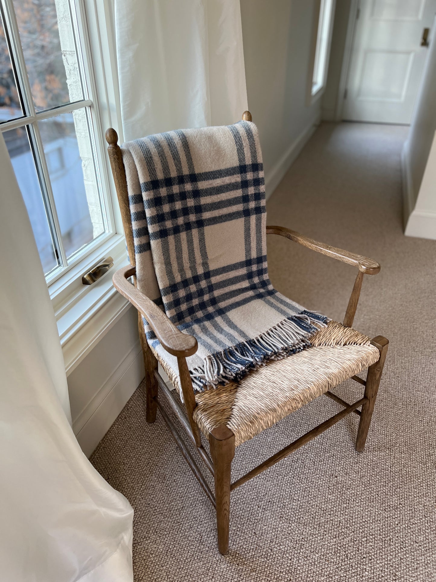 Olive or Slate Check Wool Throw