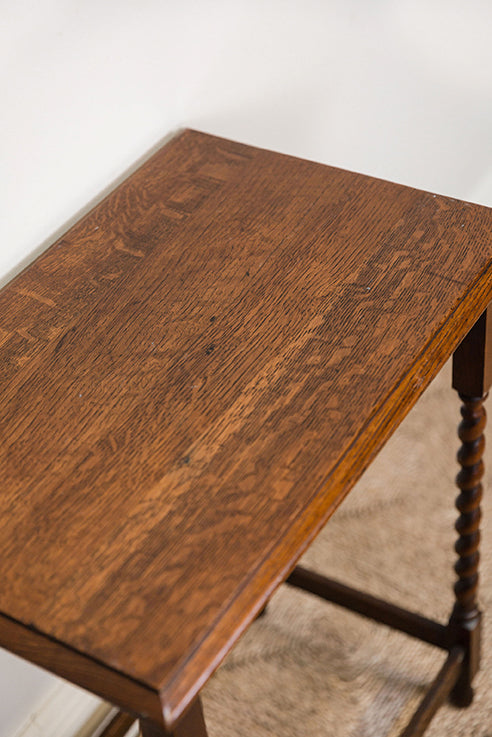 Oak Lamp Table w/ Barley Twist Legs