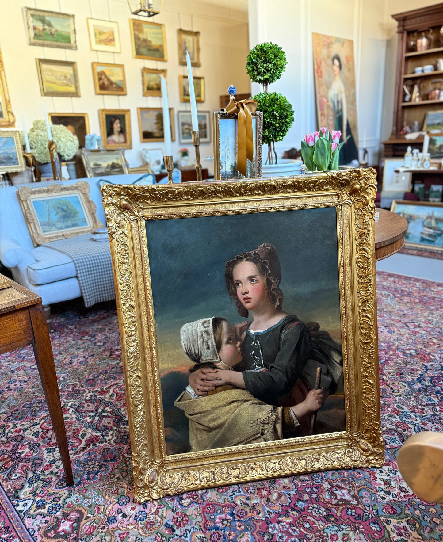 Oil Painting: Jean-Jacques Monanteuil “Two Poor Lost Little Girls”