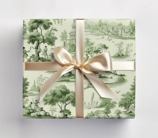 Green Toile Gift Wrap