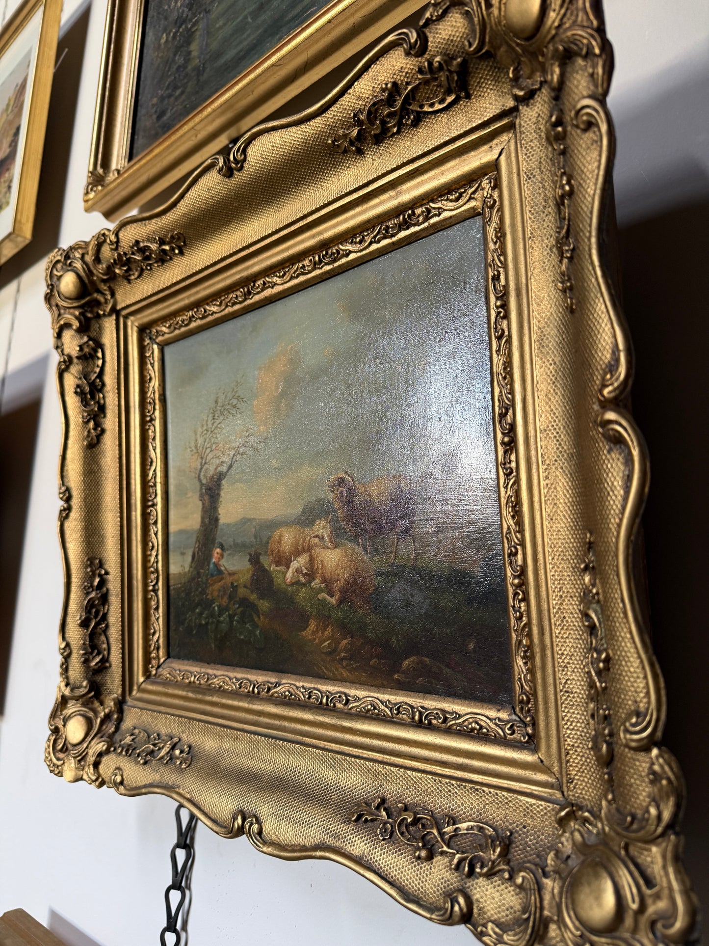 Sheep & Boy by the Sea Oil Painting