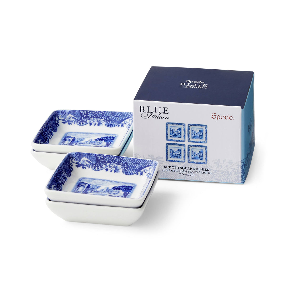 BLUE ITALIAN SQUARE DISH 3" S/4