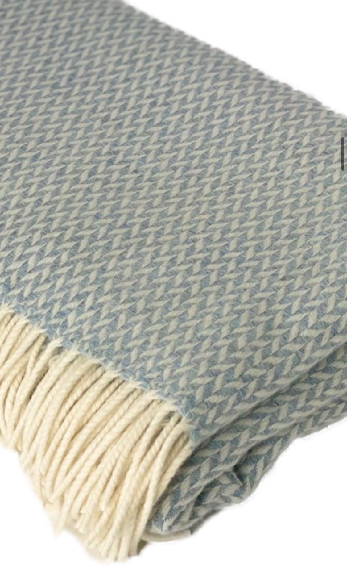 Aquamarine Herringbone Wool Throw