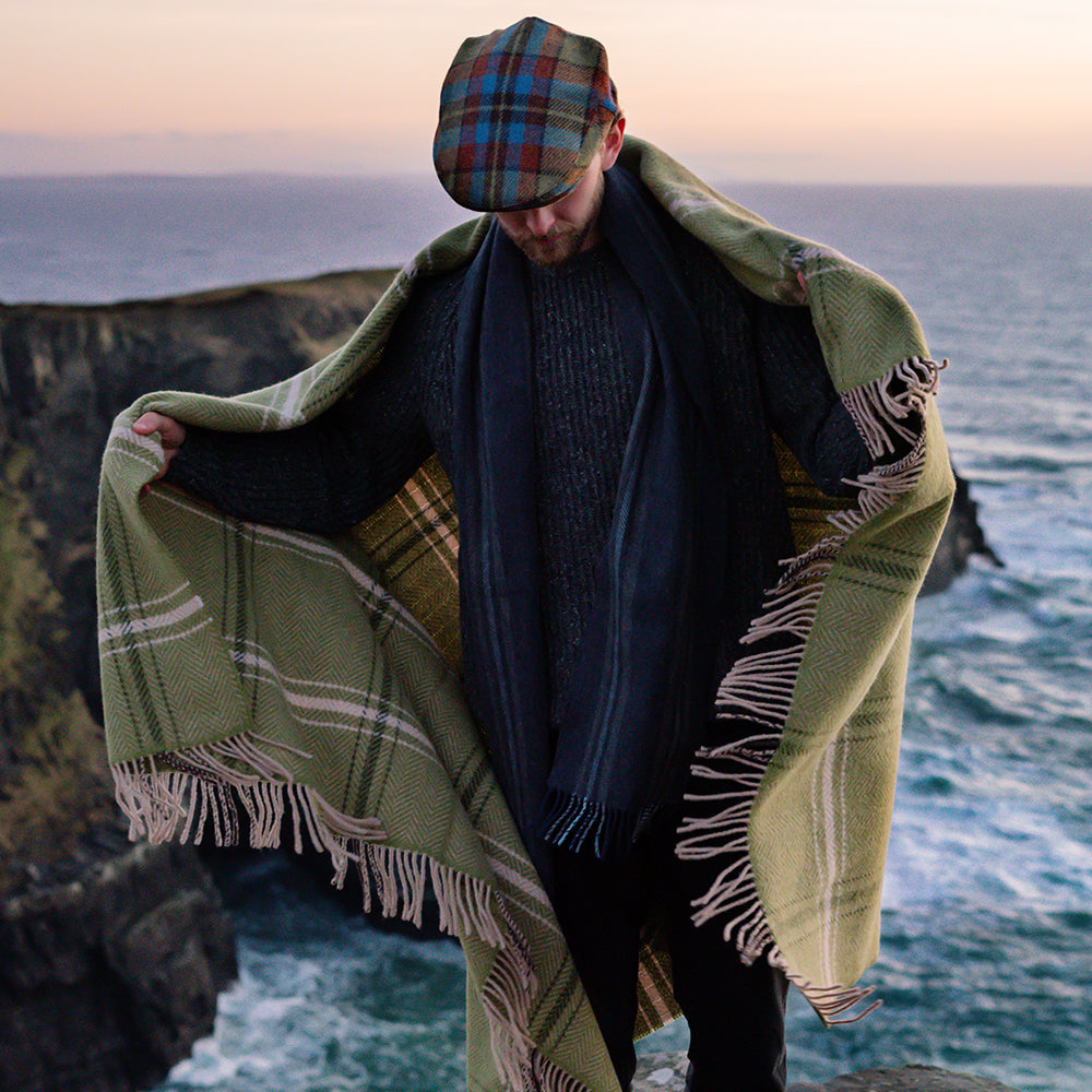 Green Overcheck Cashmere Throw
