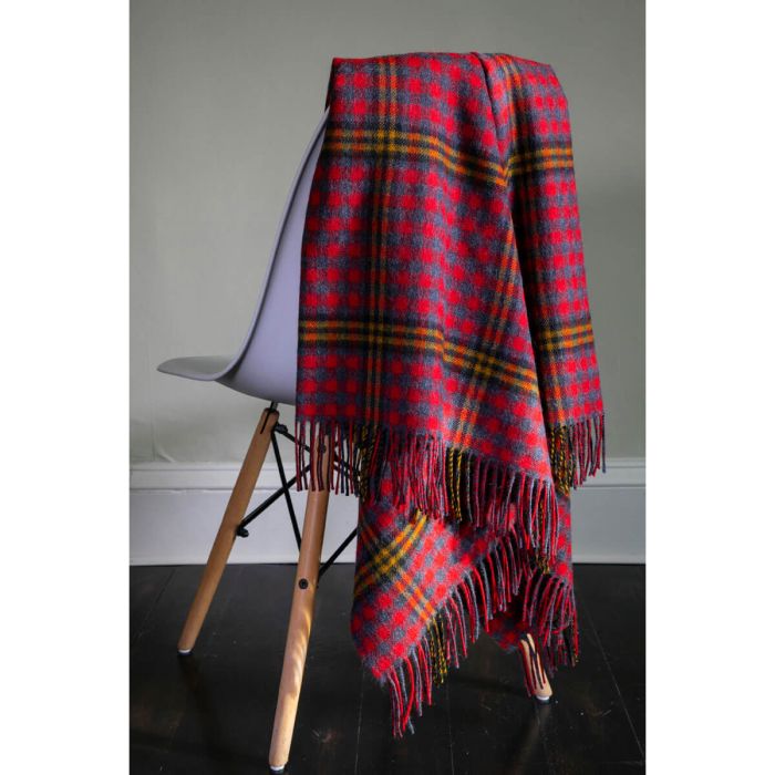 Red Rose Tartan Wool Throw