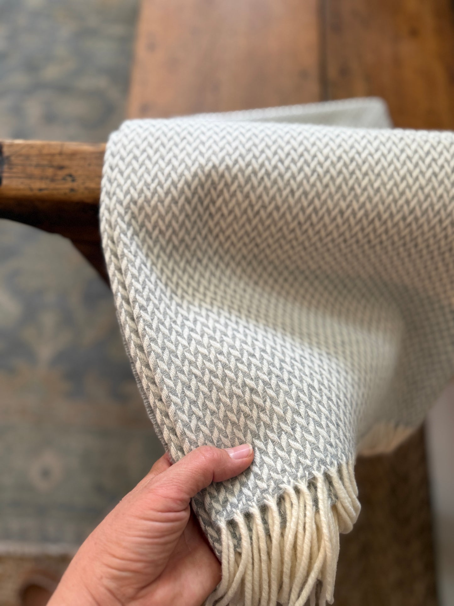 Cloud Herringbone Wool Throw