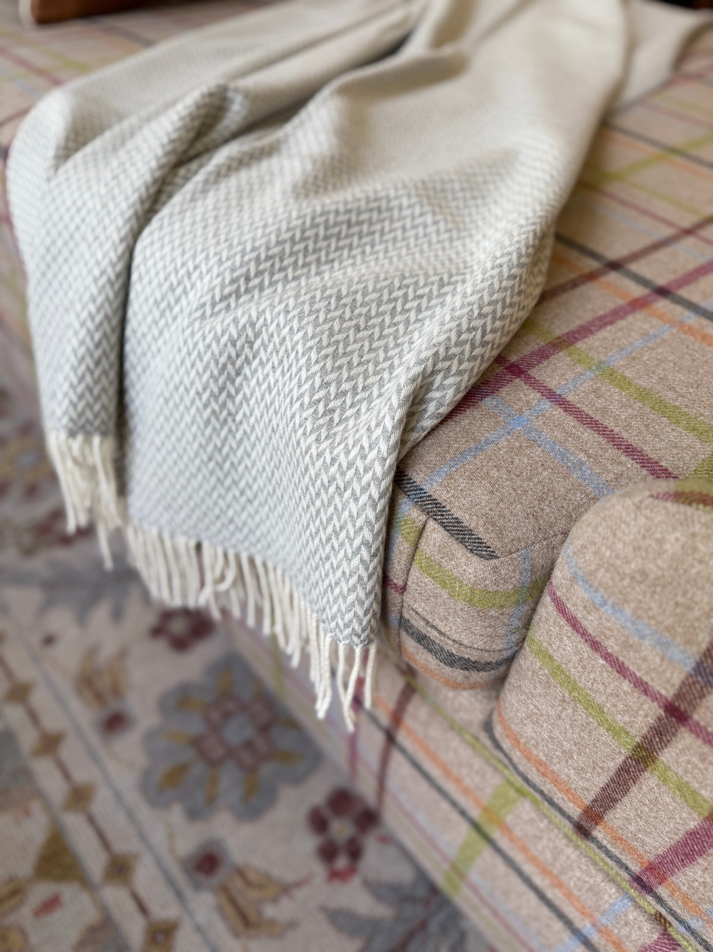 Cloud Herringbone Wool Throw