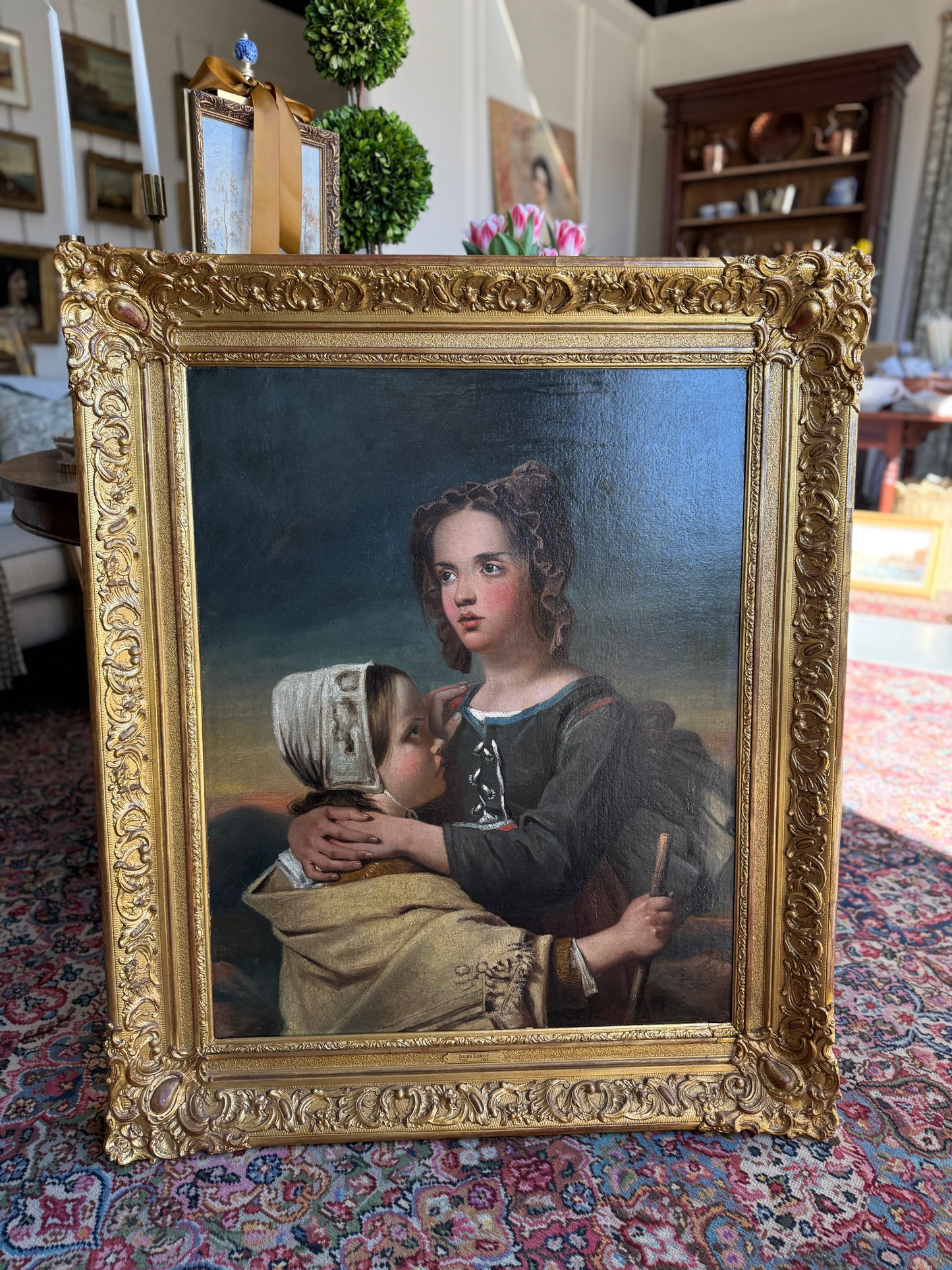 Oil Painting: Jean-Jacques Monanteuil “Two Poor Lost Little Girls”