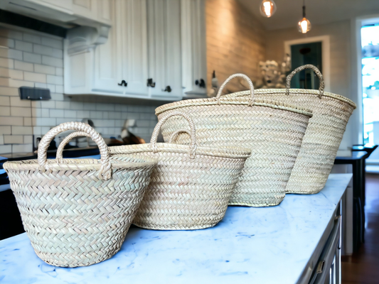 French basket, Straw tote bag, Grocery bag, woven bag