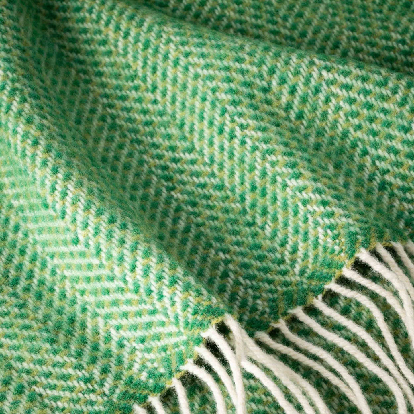Green Herringbone Cashmere Throw