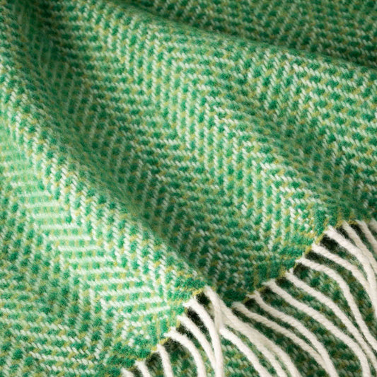Green Herringbone Cashmere Throw