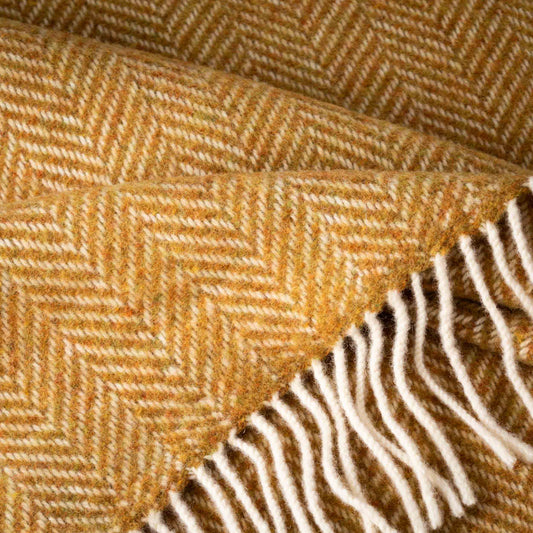 Mustard Herringbone Cashmere Throw