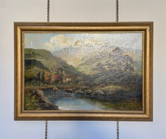 Grazing by the Cottage Oil Painting