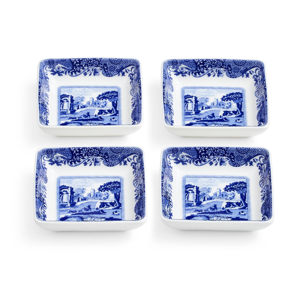 BLUE ITALIAN SQUARE DISH 3" S/4