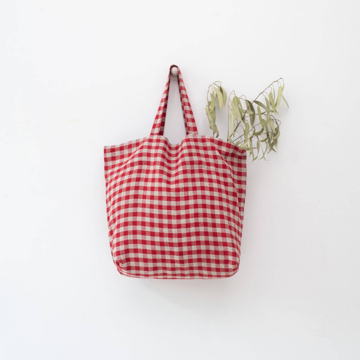 Red Gingham Linen Big Bag