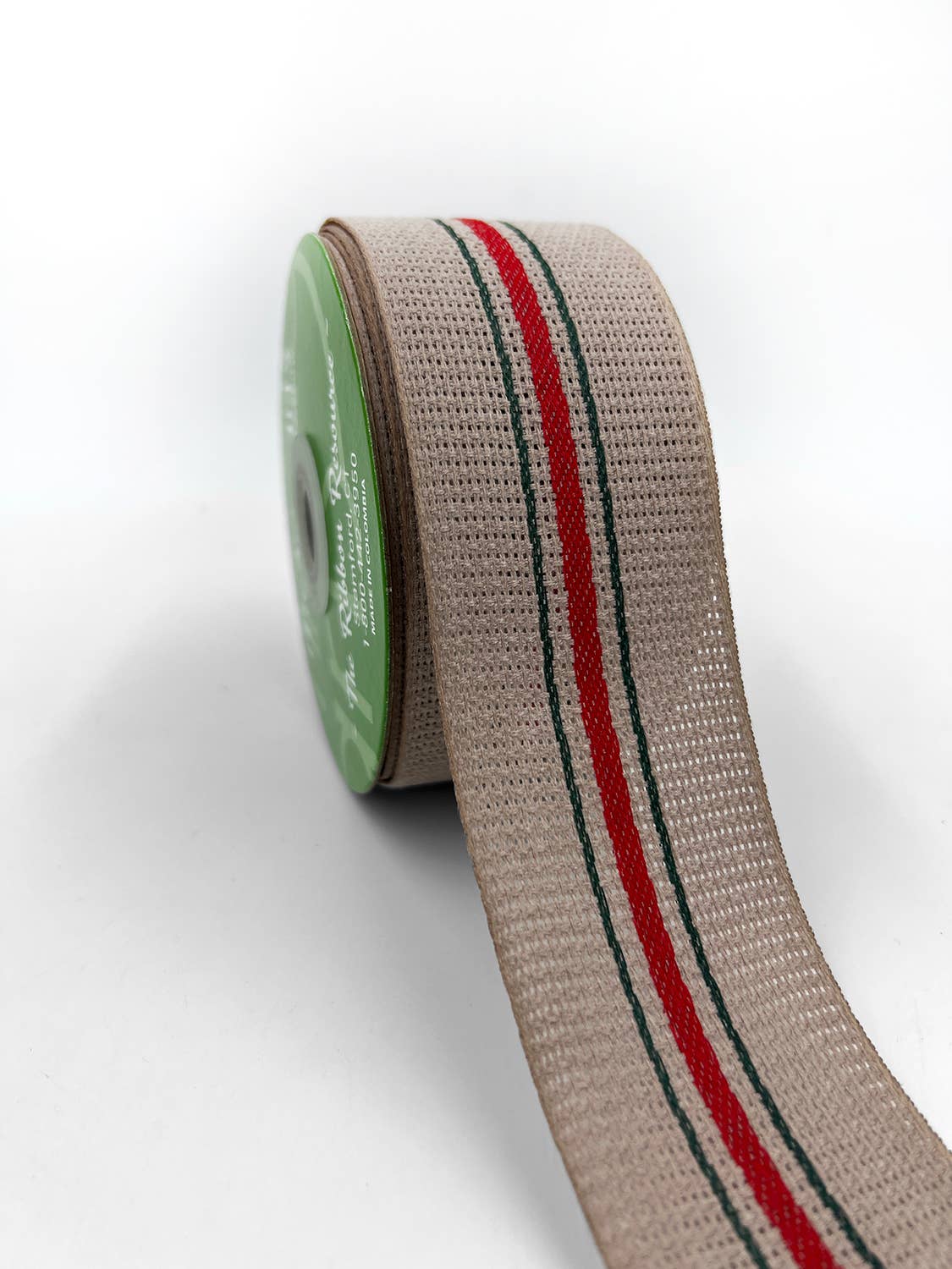 2" Open Weave Vintage Center Stripe Woven Edge Ribbon