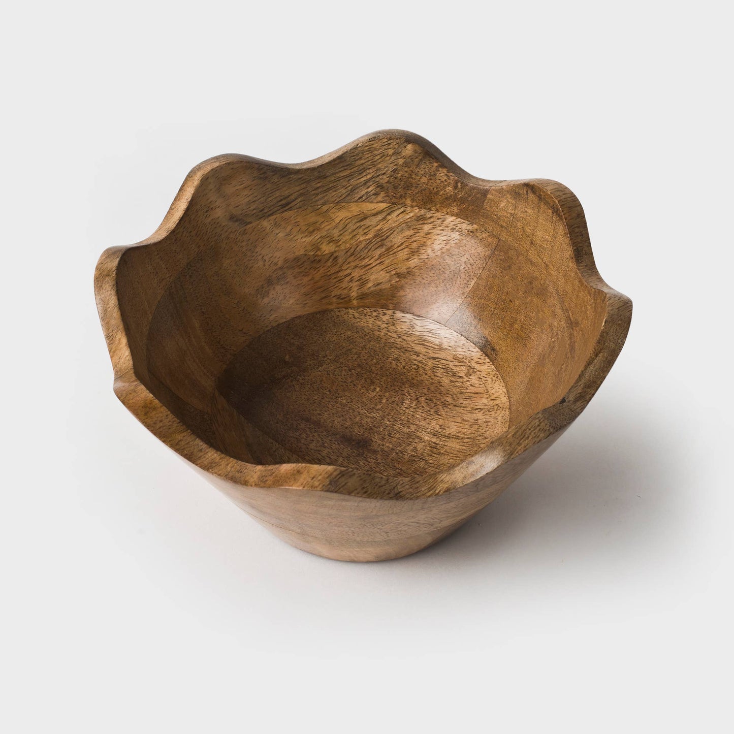 Scalloped Wooden Bowl Set