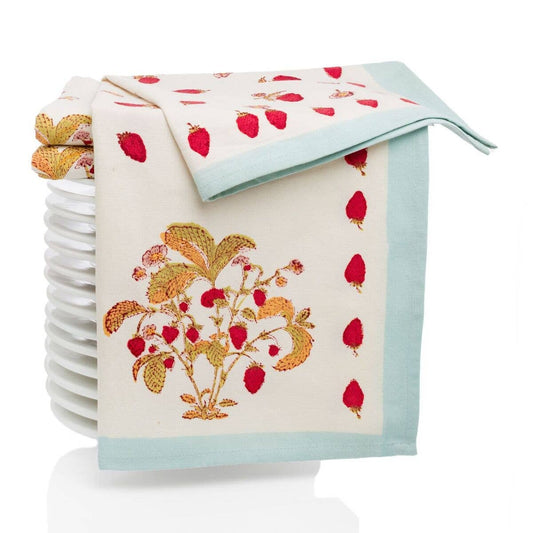 Strawberry Blue Tea Towel