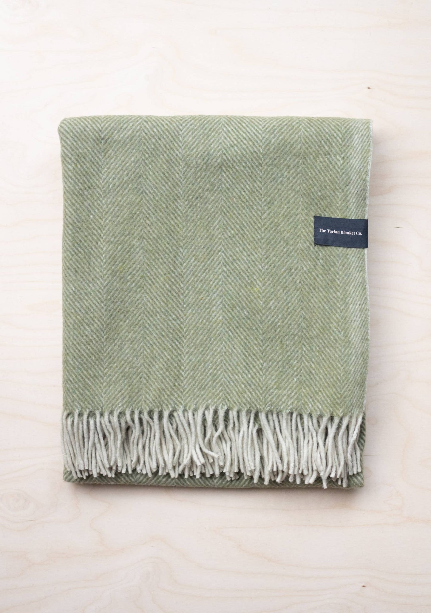 Olive Herringbone Wool Throw