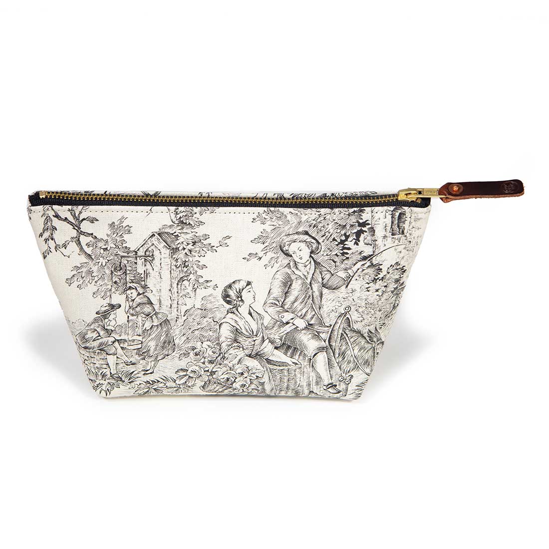 Cream & Coal Toile Zipper Travel Clutch