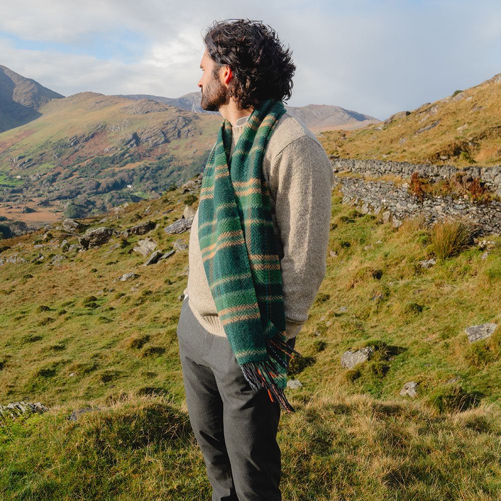 Green Check Cashmere Scarf
