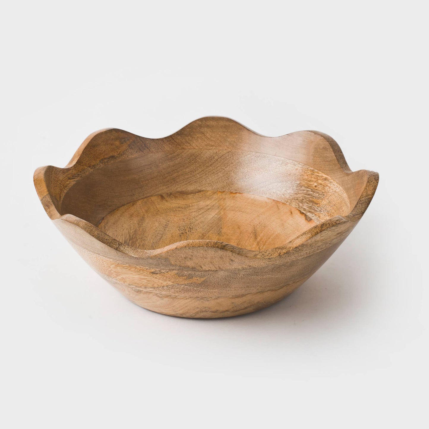 Scalloped Wooden Bowl Set