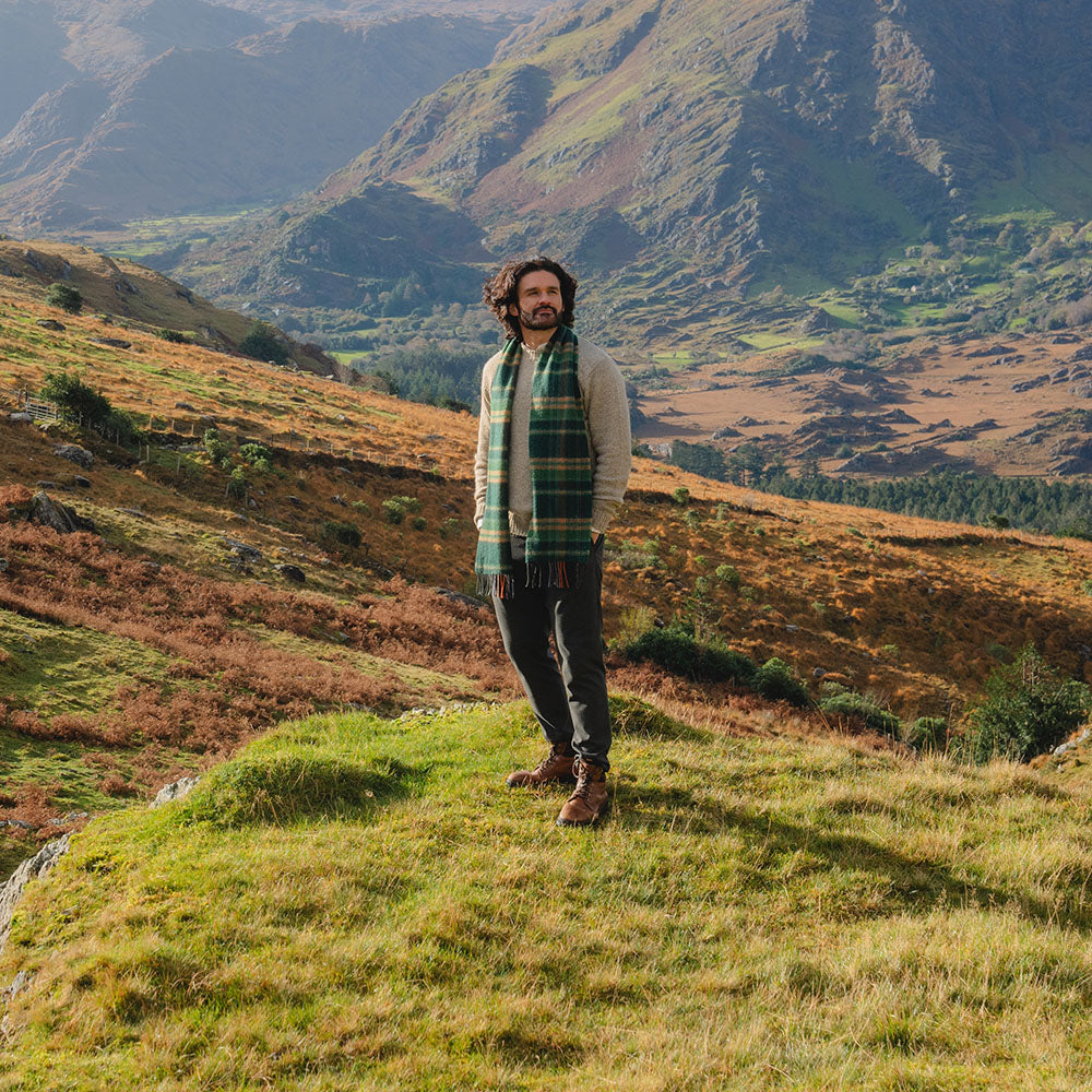 Green Check Cashmere Scarf