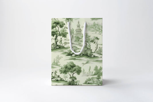 Green Toile Gift Bag