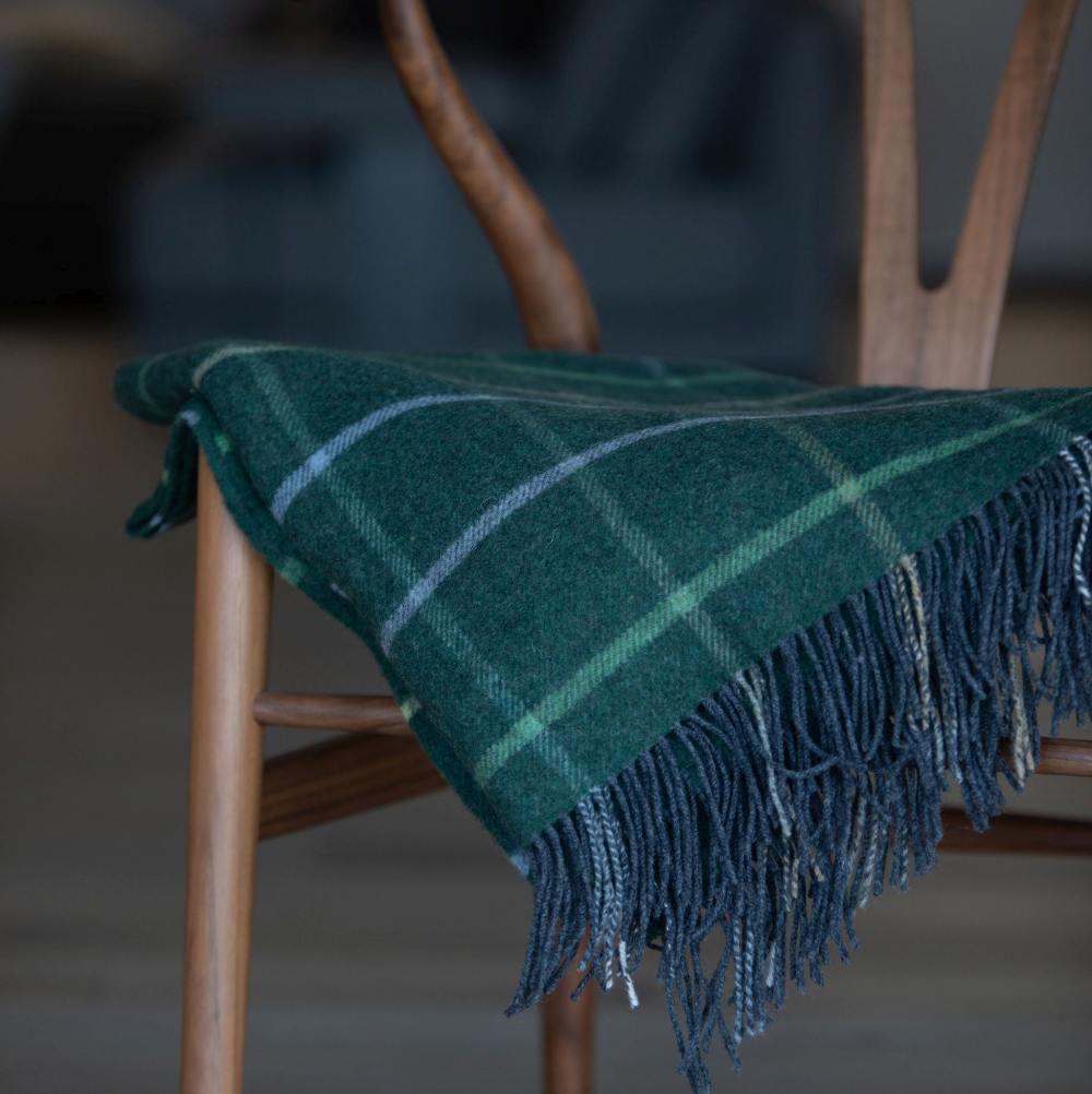 Green Windowpane Wool Throw