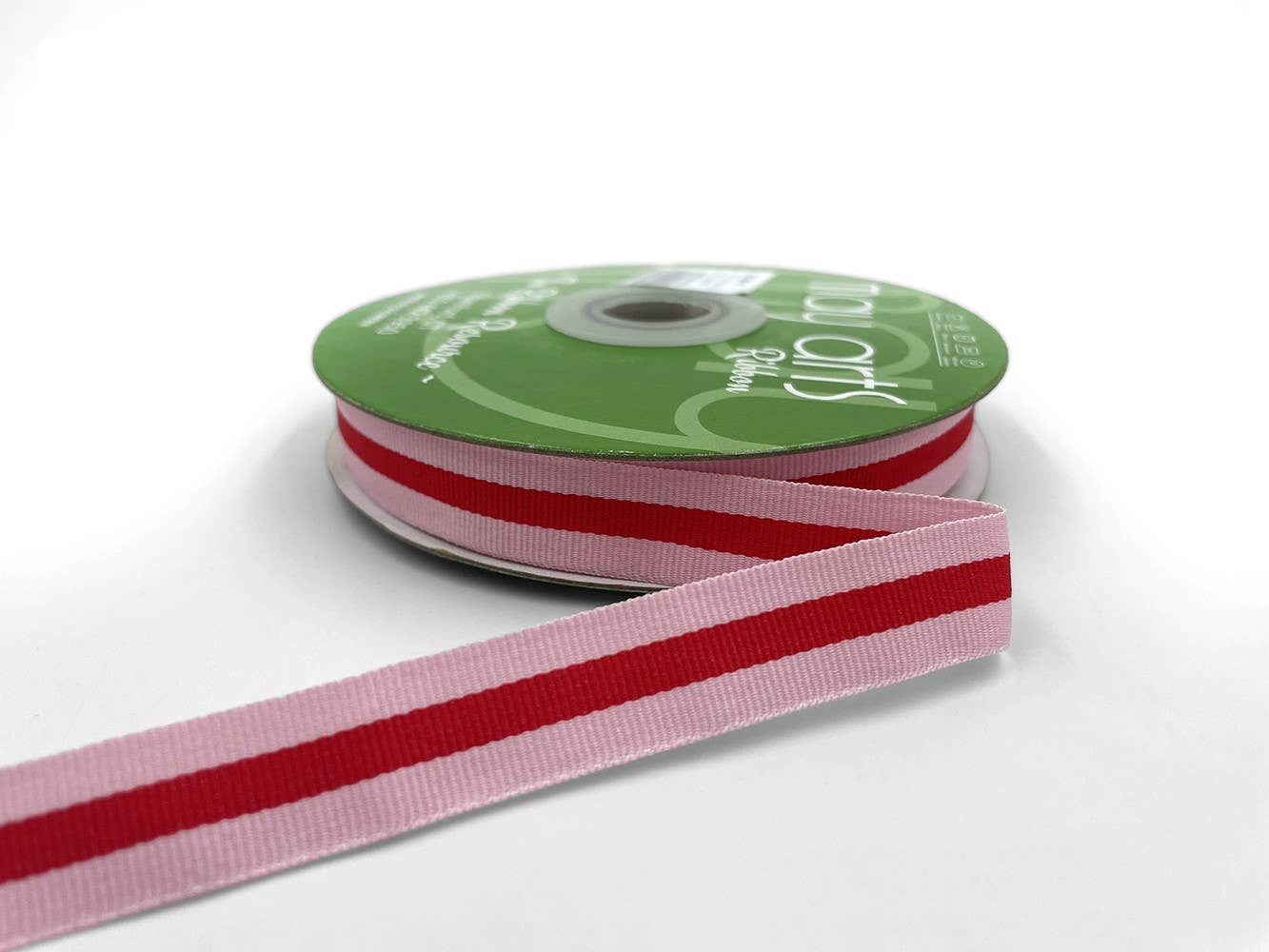5/8" Pink & Red Woven Modern Stripe Grosgrain Ribbon
