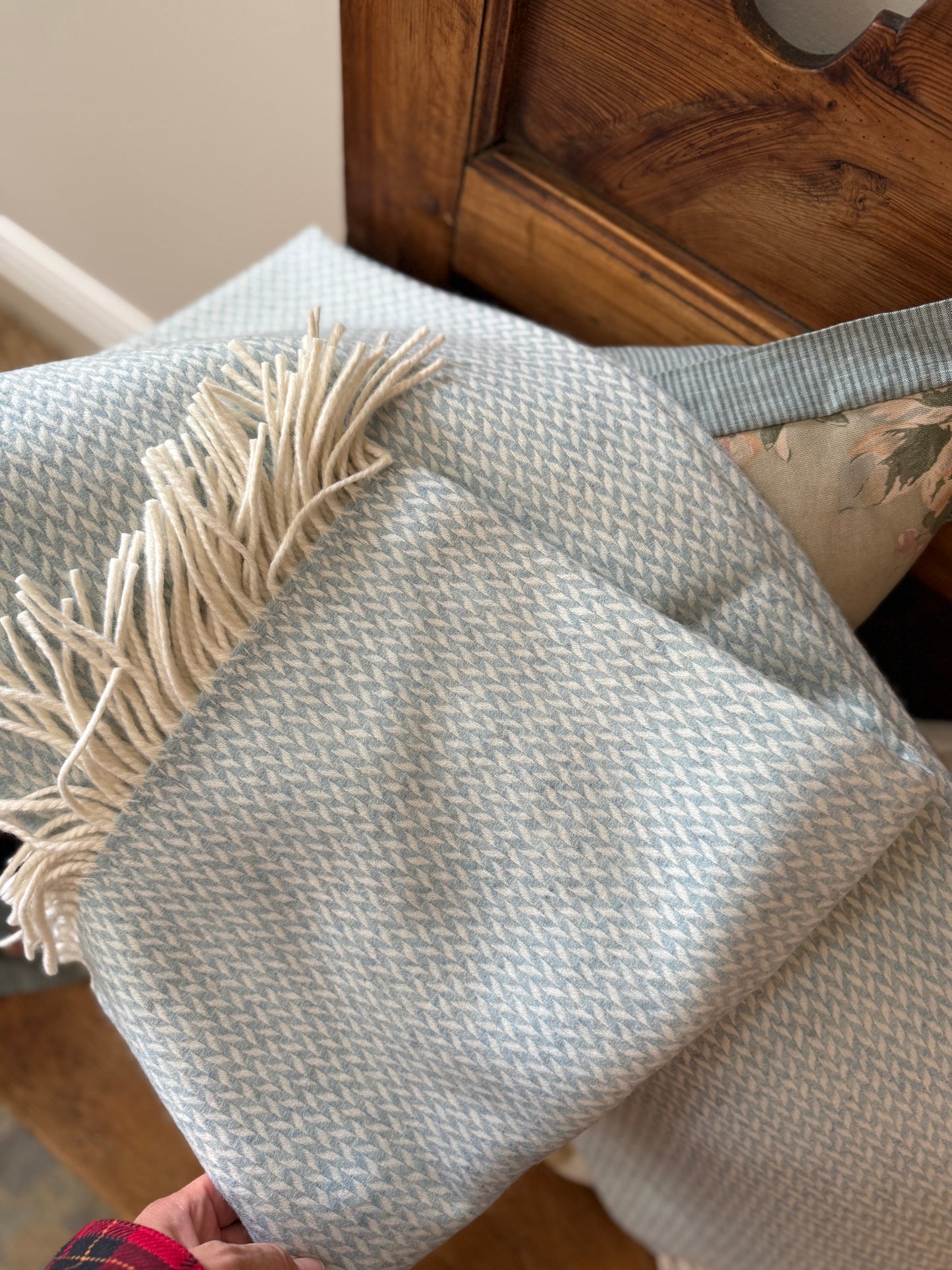 Aquamarine Herringbone Wool Throw