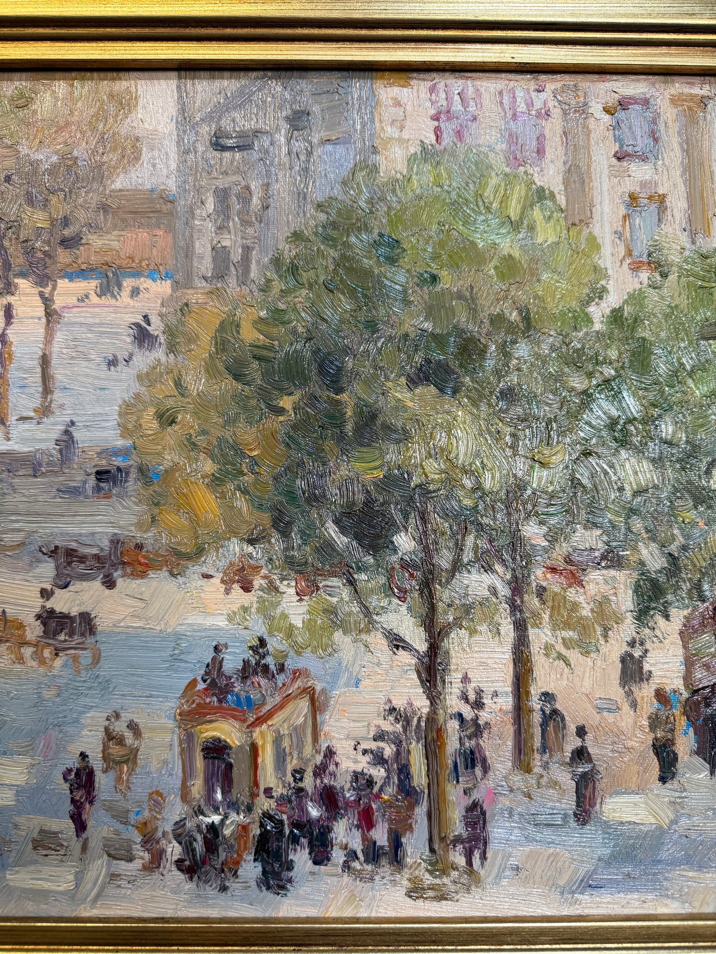 Cityscape Oil Painting in Black & Gold Frame