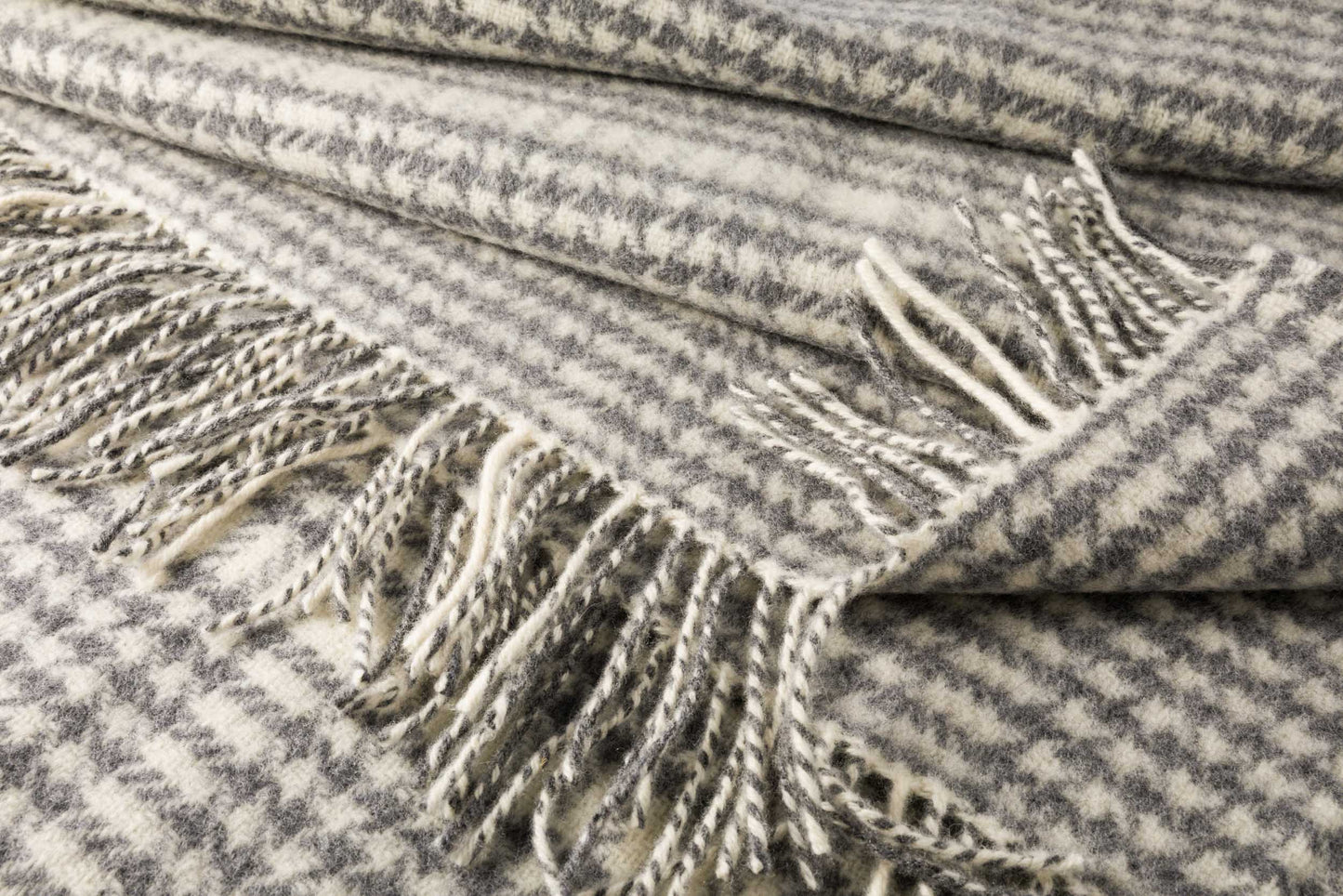 Grey Houndstooth Cashmere Throw
