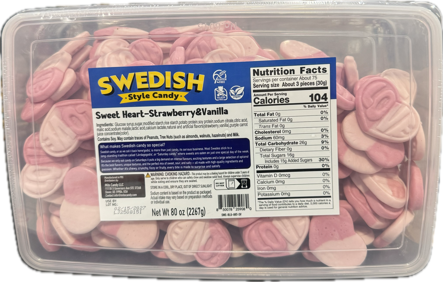 Swedish Gummy LOVE Hearts Strawberry Vanilla