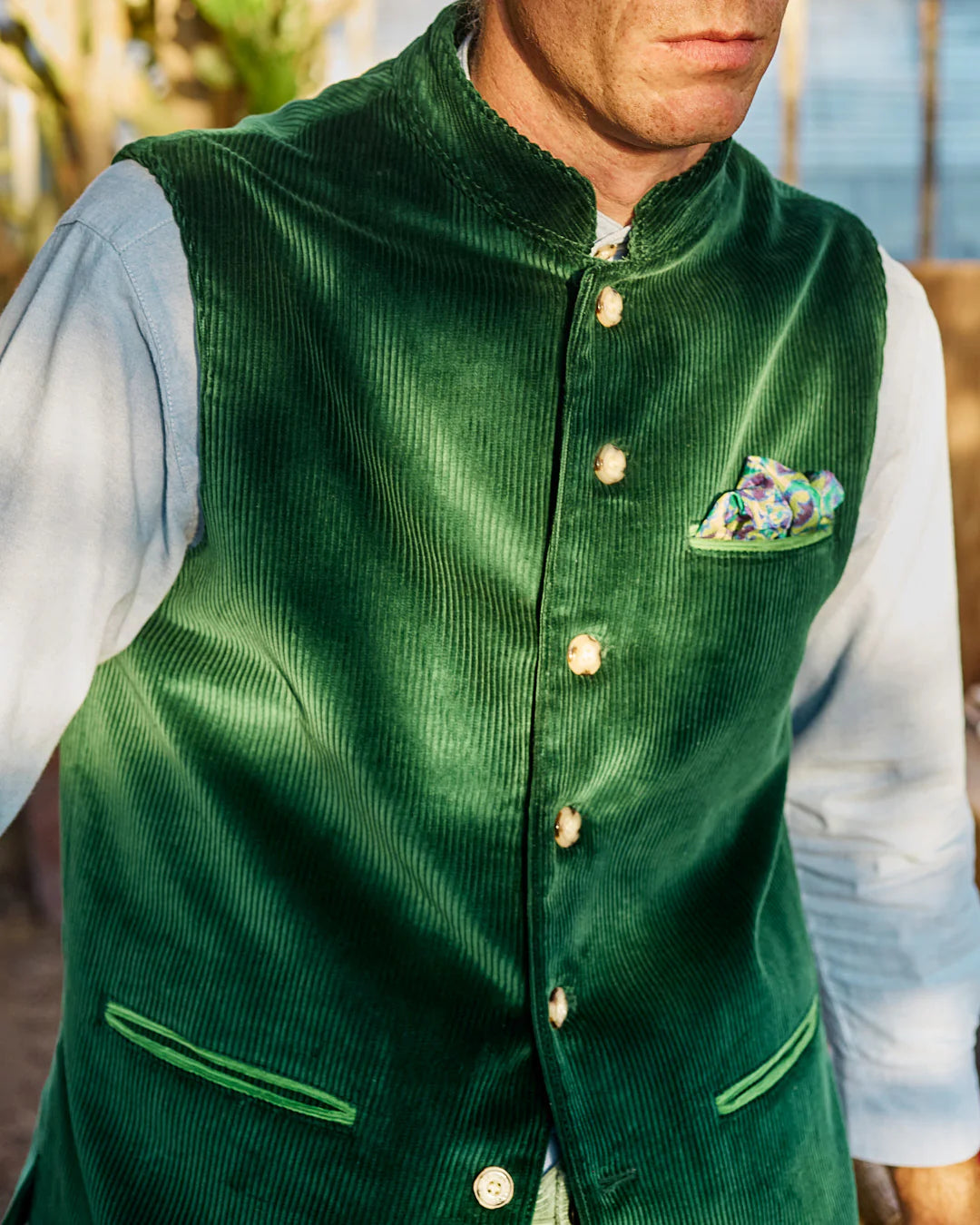 British Green Velvet Cord Vest