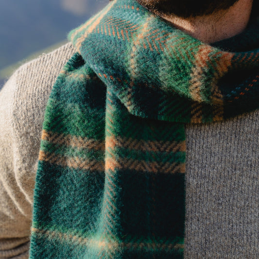 Green Check Cashmere Scarf