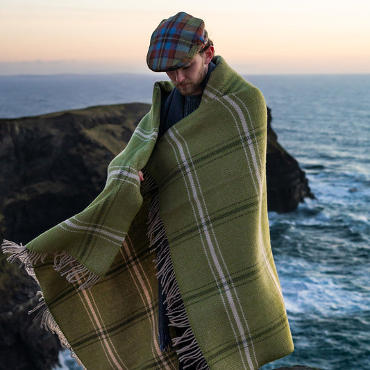 Green Overcheck Cashmere Throw