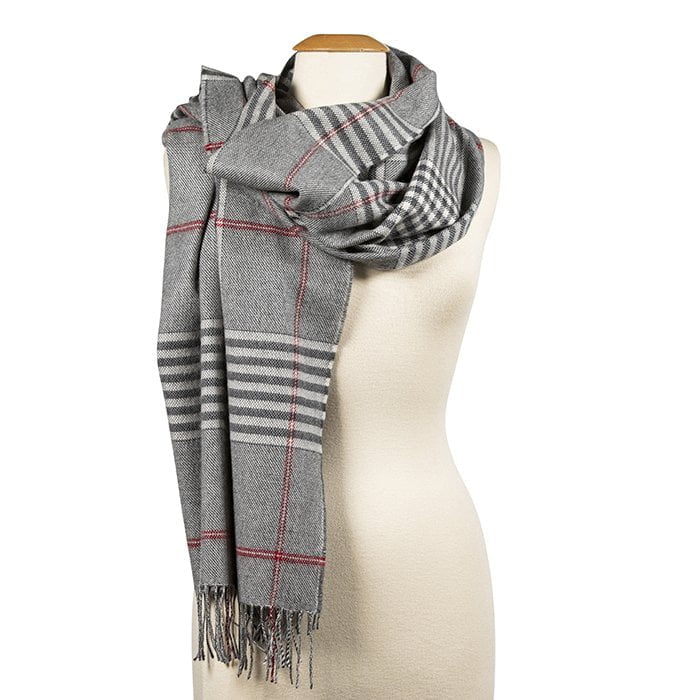 Oversized Merino Grey Estate Check Scarf