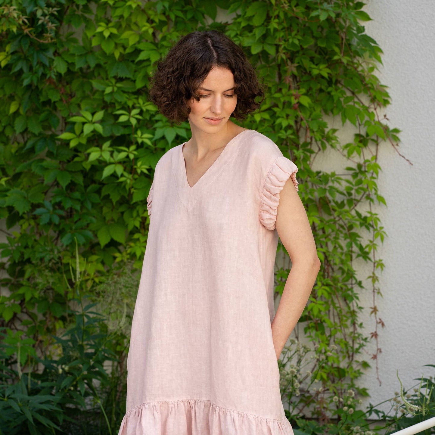 Linen Ruffle Victoria Dress